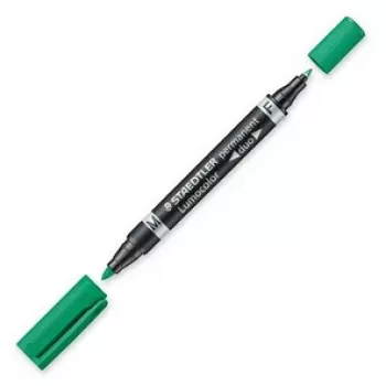 Permanentný marker Staedtler Lumocolor Duo Fine/Bullet Tip zelený