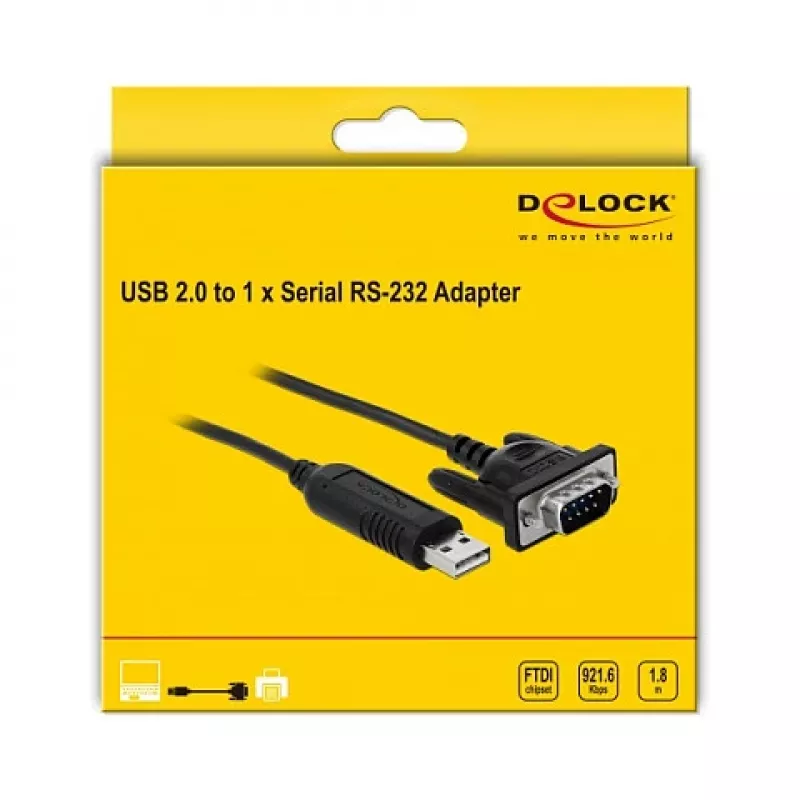 Sériový kábel DeLOCK 66282 čierny 1,8 m RS-232 USB Type-A
