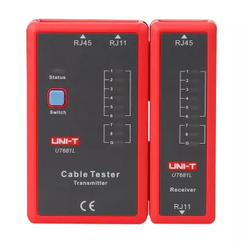 Tester sieťových káblov Unit UT681L pre RJ45 a RJ11 konektory, kontrola spojitosti a zapojenia