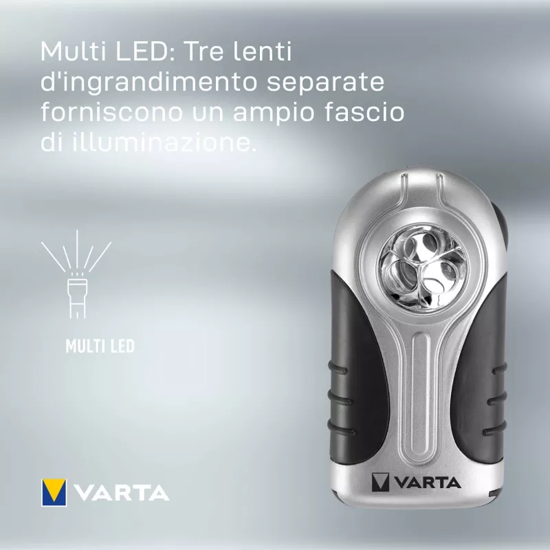 Ručná lampa Varta 16647 čierna strieborná