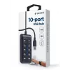 USB hub Gembird UHB-U2P10P-01 — 10-portový USB 2.0 hub