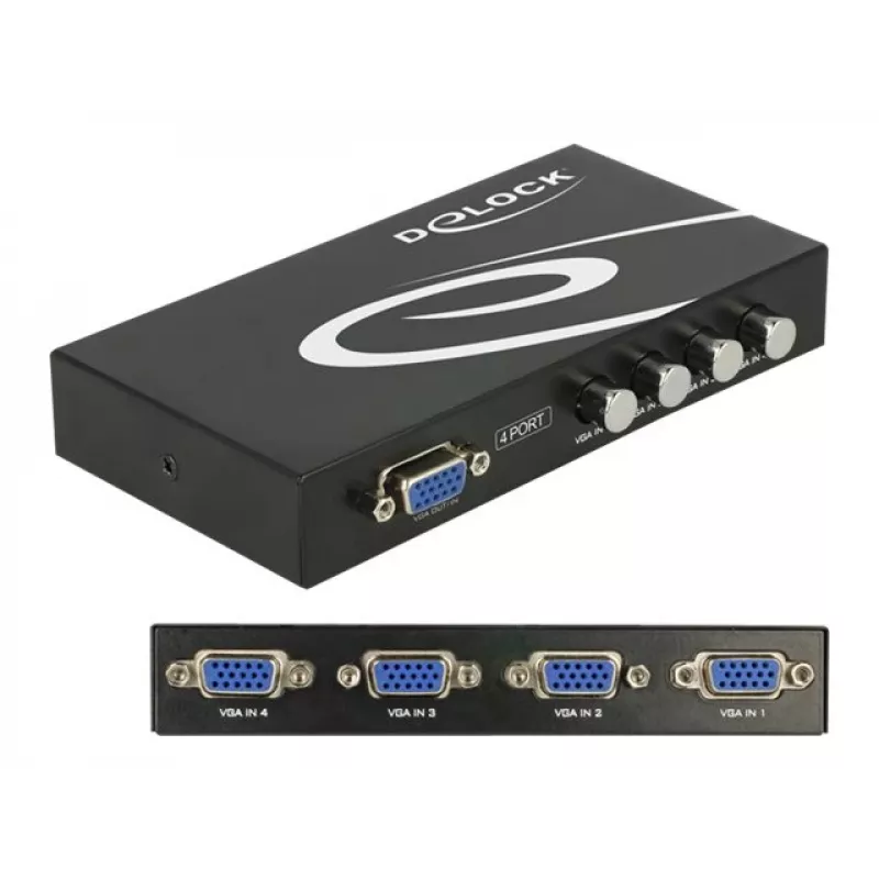 DeLock switch VGA 4 port manuálny obojsmerný - prepínač obrazovky - 4 x VGA - desktop (87635)
