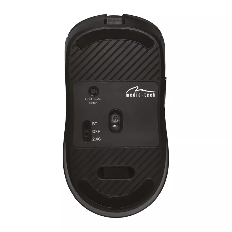 Bezdrôtová myš MEDIA-TECH MT1124 BT/RF Silent & Recharge — obojručná, 3200 DPI, Bluetooth + 2,4 GHz USB, 6 tlačidiel, nabíjateľná