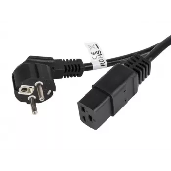 Napájací kábel CEE 7/7 - IEC 320 C19 16A VDE 1,8M čierny