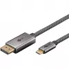 USB adaptérový kábel, USB-C konektor samec > DisplayPort konektor samec, 4K 60Hz (čierna/strieborná, 1 meter, pletený kábel)