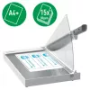 Leitz Precision kancelárska rezačka papiera A4+, 15 listov, manuálne upnutie, nehrdzavejúca oceľ, A4 Maxi, 80 g/m², sklo