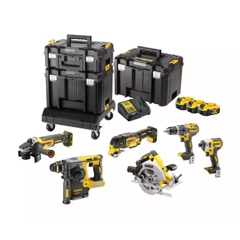 DeWalt DCK685P3T 18V kufrík s akumulátorovým náradím — 3×5,0 Ah batérie, DCH273 vŕtacie kladivo, uhlová brúska, kufrík