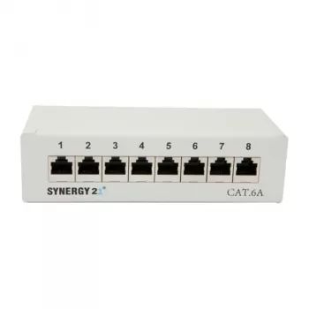 Patch panel 8xTP, CAT6A, 500 MHz, na omietku, svetlosivá, Syner (S216314)