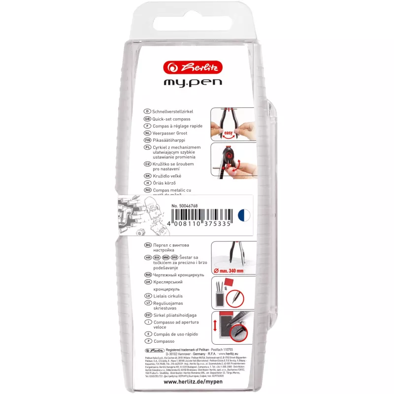 Herlitz my.pen kružidlo s rýchlym nastavením, modro-biele