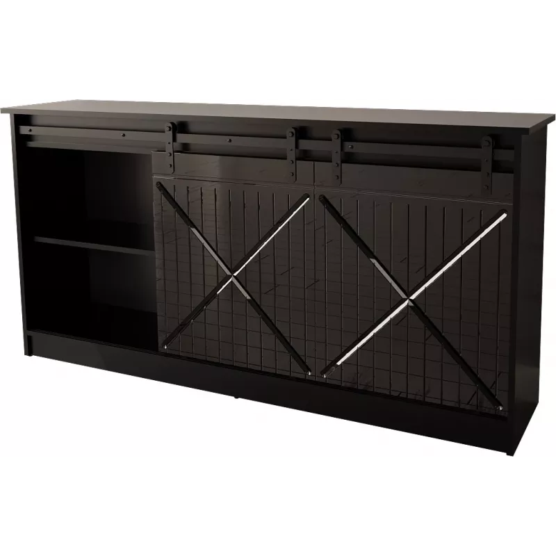 Komoda 160x80x35 GRANERO čierna/čierna lesklá