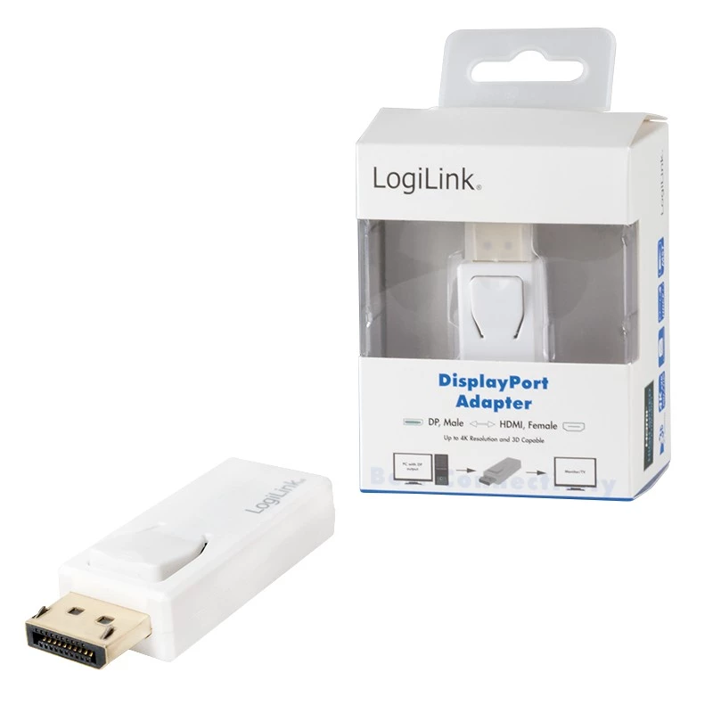 Kábelový prepínač pohlavia LogiLink CV0100 DisplayPort na HDMI biely
