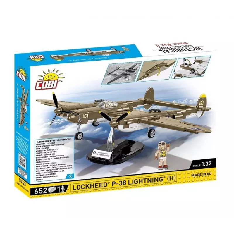 Cobi stavebnica Lockheed P-38H Lightning set 5763 — modelová stavebnica v mierke, zberateľský model lietadla