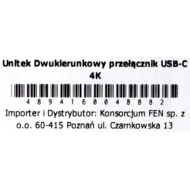 Unitek D1078A obojsmerný prepínač USB-C 4K, 2 vstupy a 1 výstup