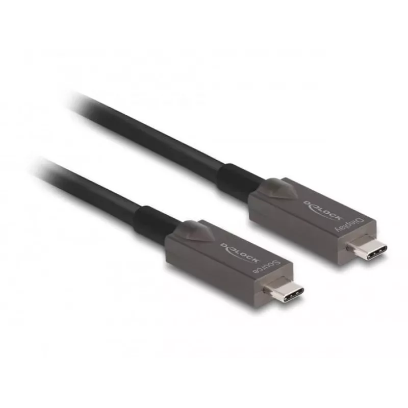 DeLOCK aktívny optický USB-C video + dáta + PD kábel 10 m čierny
