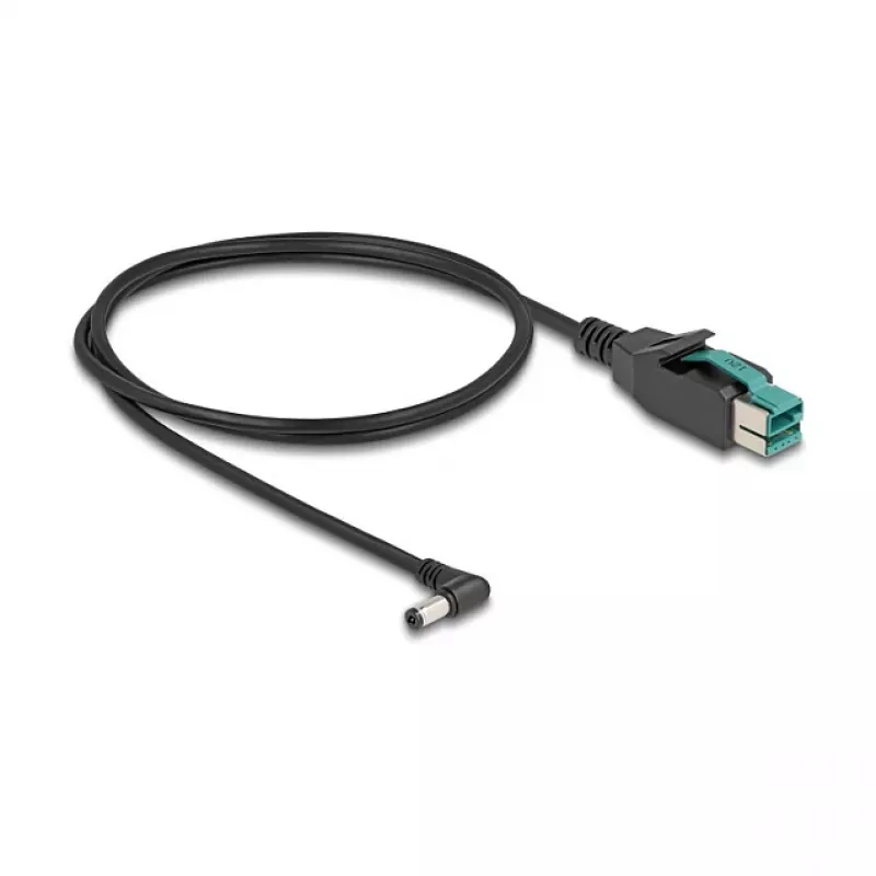 DeLOCK PoweredUSB kábel konektor samec 12 V na DC 5,5 x 2,1 mm konektor samec zahnutý 1 m