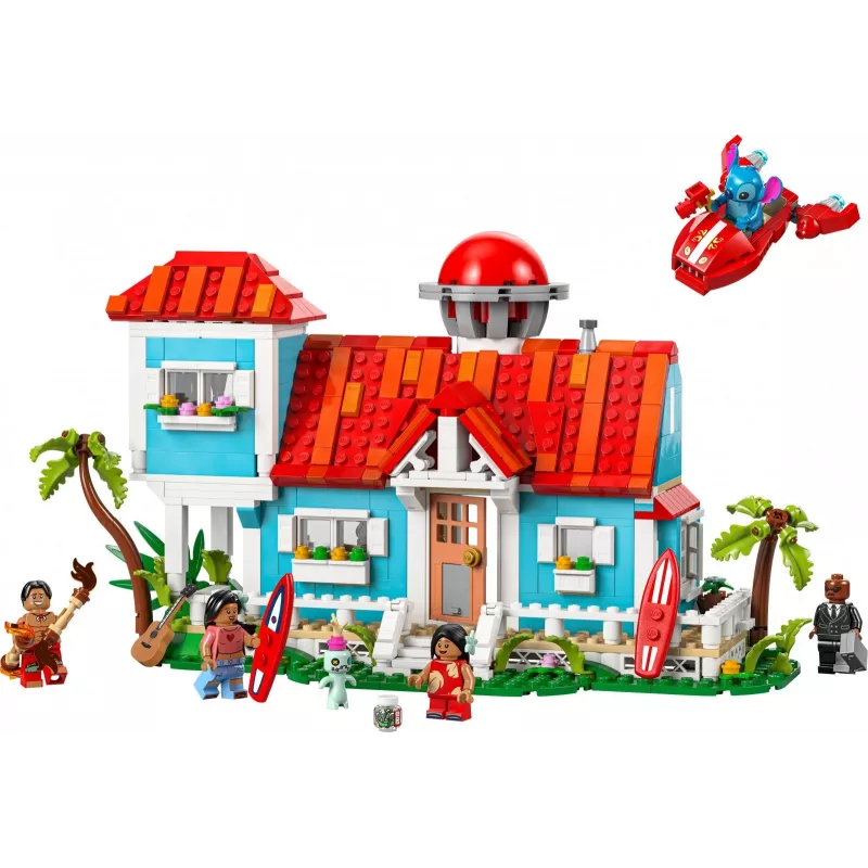 LEGO Disney Set 43268 Plážový dom – modulárny dom na stavanie, 834 dielov, 5 minifigúrok, vek 9+