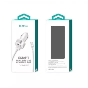 Auto nabíjačka Devia Smart Series Dual USB 2.4A s integrovaným Lightning káblom