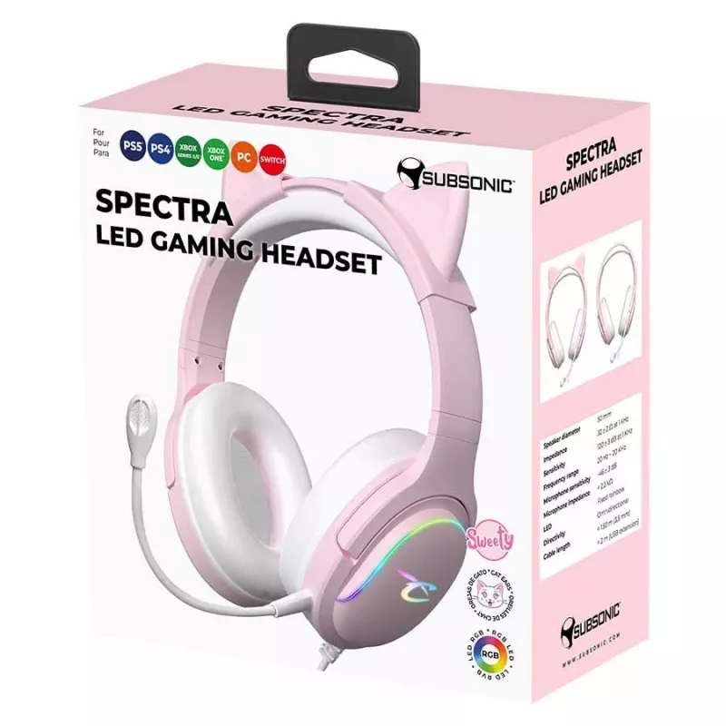 Headset Subsonic Spectra LED Gaming Headset Sweety ružová