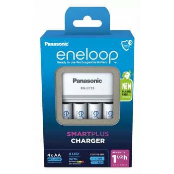 Nabíjačka batérií PANASONIC Eneloop Smartplus BQ-CC55 + 4x AA 2000 mAh (K-KJ55MCD40E)