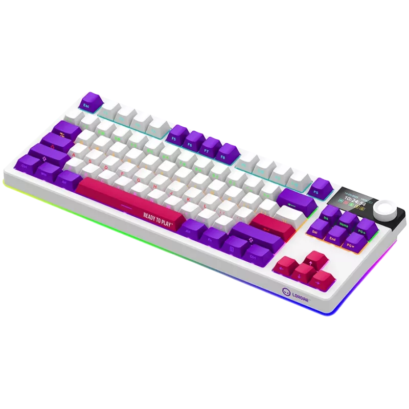 LORGAR KBP70TKLW, bezdrôtová TKL mechanická herná klávesnica Pro, biela, EN-layout