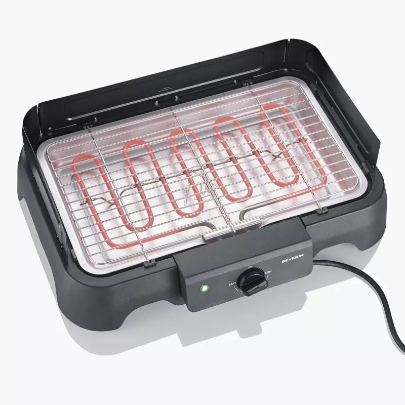 Stolový elektrický gril SEVERIN PG 8593, 2000 W, obdĺžnikový rošt, čierny
