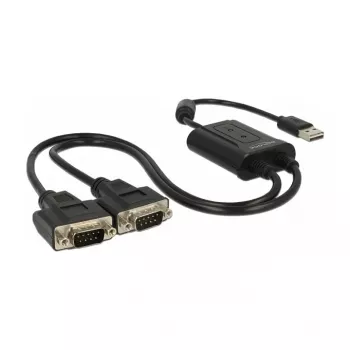 Sériový kábel DeLOCK 63950 USB 2.0 Type-A 2 x RS-232 DB9 čierny 0,6 m