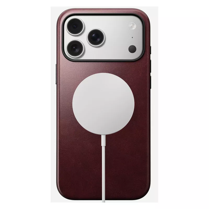 Kožené puzdro Nomad Modern pre iPhone 17 Pro Max (6,9 palcov) – bordová, koža+TPU+PC