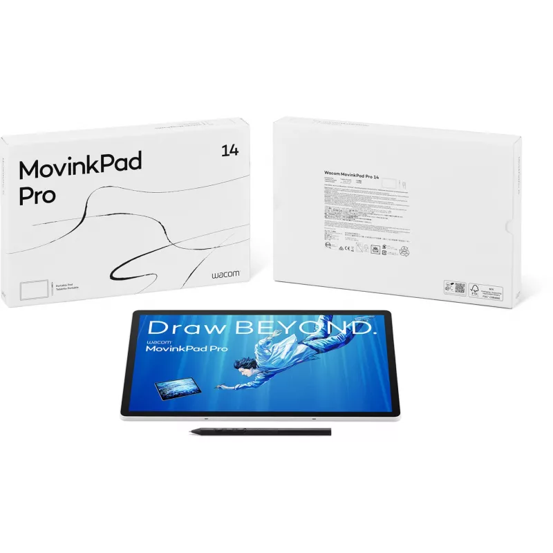 Wacom MovinkPad Pro 14, káblový a bezdrôtový, 5080 lpi, 302 x 189 mm, USB/Bluetooth, 1 cm, pero