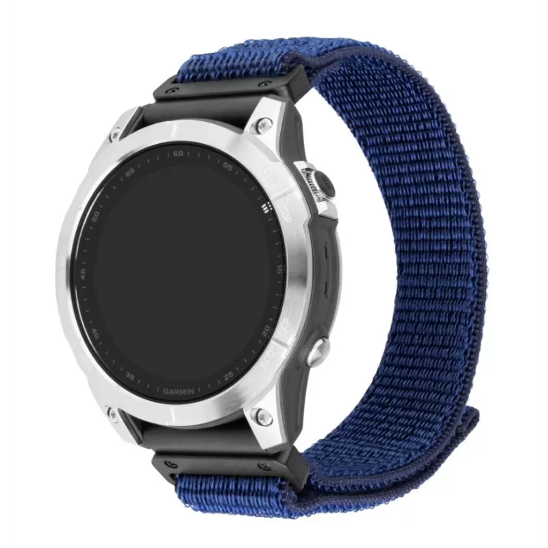 Náhradný športový remienok FIXED pre Garmin QuickFit 22 mm — tmavomodrý nylon, 160–210 mm