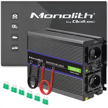 Invertor QOLTEC Monolith 3000 MS Wave, 12V→230V, 1500/3000W, s USB