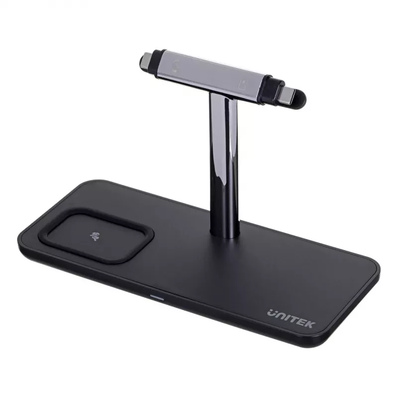 Voľne stojaca nabíjacia stanica UNITEK P1212A 15 W bezdrôtová ABS čierna strieborná