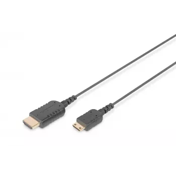 DIGITUS HDMI High Speed Connection Cable – HDMI kábel – HDMI samec na 19 pin mini HDMI Type C samec – 2,0m – dvojitá izolácia – čierna – geform