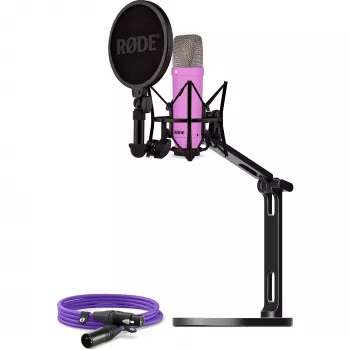 NT1 Signature + XLR kábel + desktop studio rameno, mikrofón fialový, balenie