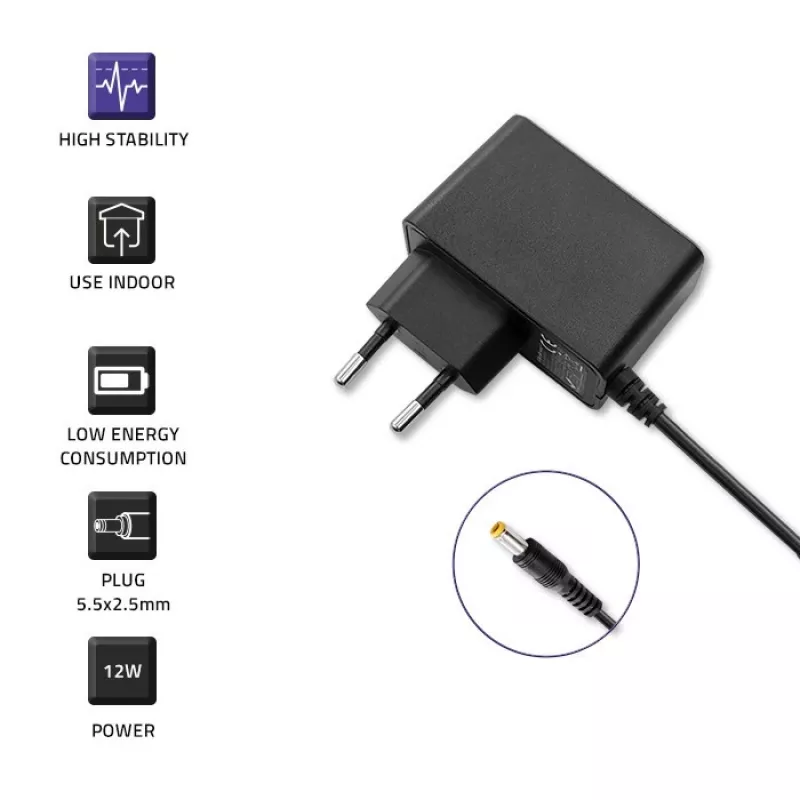 Napájací zdroj Qoltec 52401 12 W interiérový čierny pre POS tlačiarne