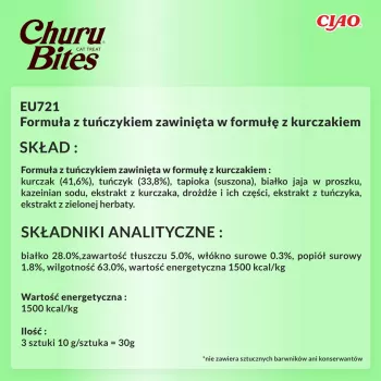 INABA Churu Bites tuniak s kuracím mäsom - maškrty pre mačky - 3x10 g
