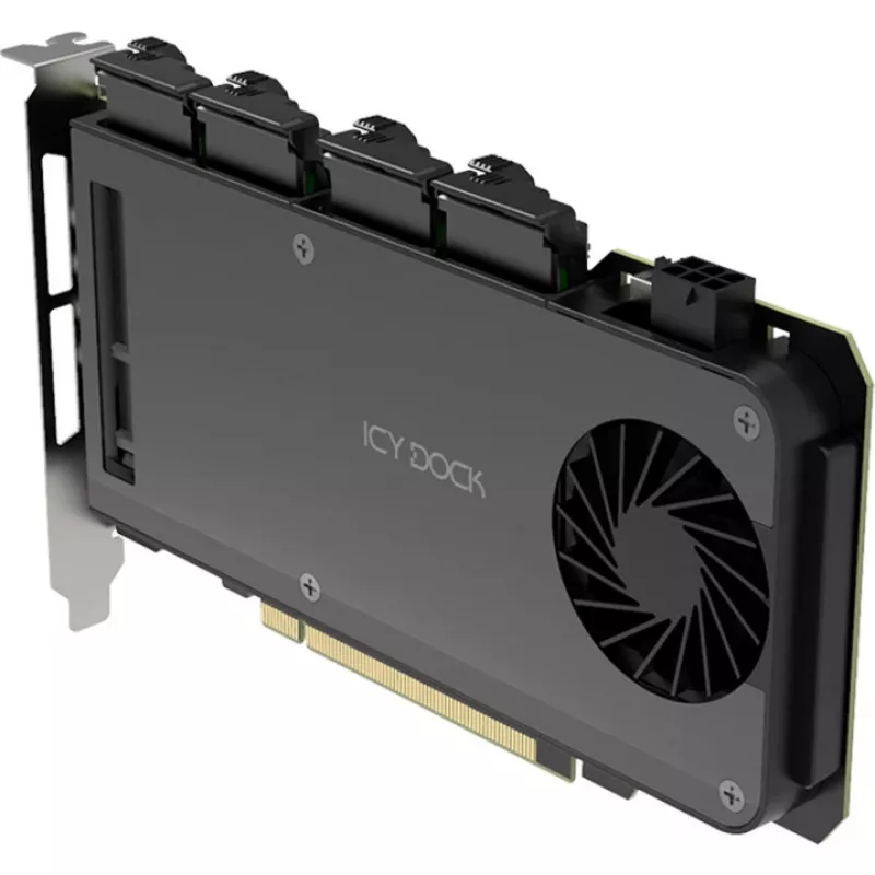 Adaptérová karta 4 x M.2 NVMe SSD Mobile Rack, Icy Dock MB204MP-B