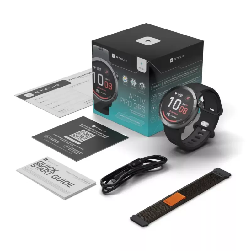 Náramkové hodinky Stelio STSWA102BT Activ Pro GPS 46 mm čierne titánové puzdro