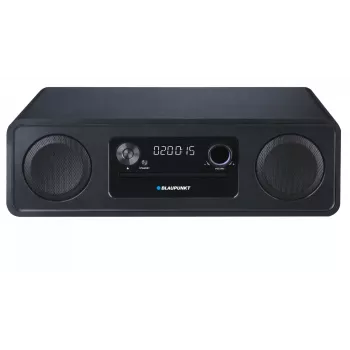 Micro HiFi systém BLAUPUNKT MS20BK — CD/MP3/WMA, Bluetooth 5.0, UKV, USB, MicroSD, 2×20W RMS, AUX, RCA, LED displej, 100–240V, čierna