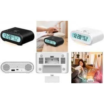 LogiLink SC0121W rádiobudík FM USB s taktilnými tlačidlami, budík biela