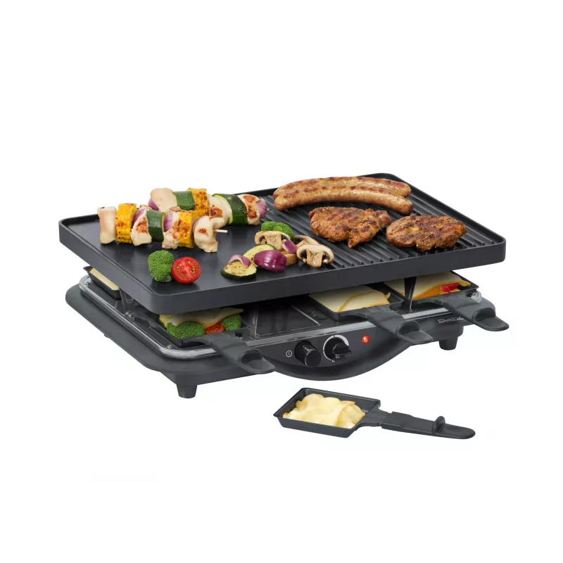 Steba RC 28 liatinový raclette gril, 1400 W, 8 panvičiek, čierny