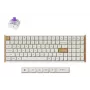 Mechanická klávesnica Keychron K4 HE 96% QWERTY — USB, RF Wireless & Bluetooth, 100 klávesov, RGB, biela/drevo
