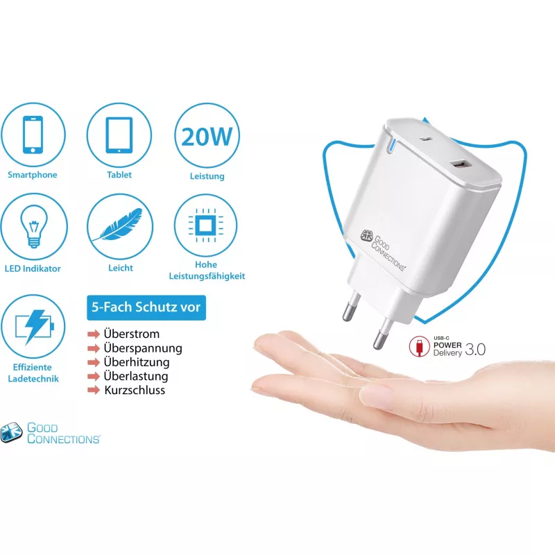 Alcasa PCA-W003W nabíjačka pre mobilné zariadenia biela (PCA-W003W)