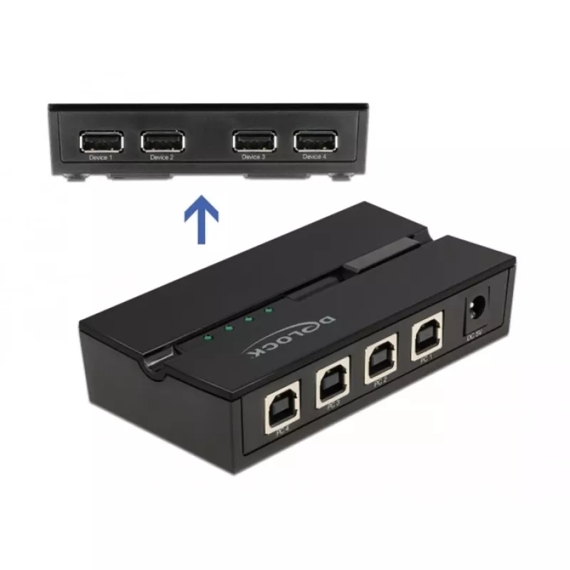 DeLOCK 11494 počítačový dátový prepínač čierny USB Type-A Type-B 0,48 Gbit/s