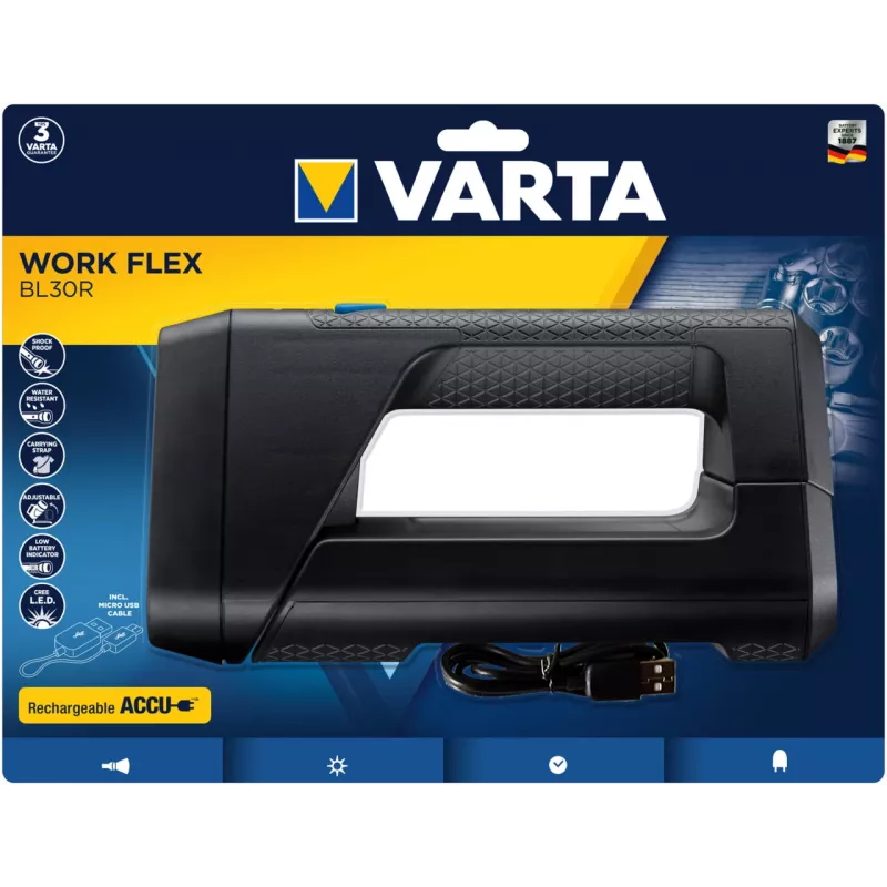 Ručná baterka Varta Work Flex čierna LED 600 lm IPX4 2600 mAh
