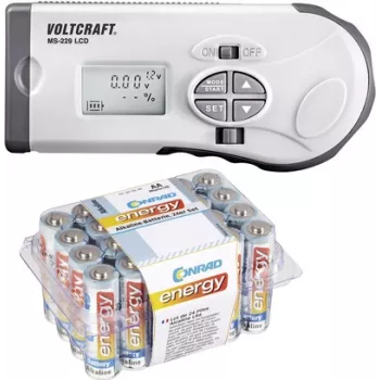 VOLTCRAFT tester batérií MS-229 LCD + Conrad energy alkalické batérie Mignon 24-kusová sada