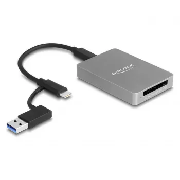 DeLOCK USB Type-C čítačka kariet CFexpress XQD hliníková sivá 10000 Mbit/s