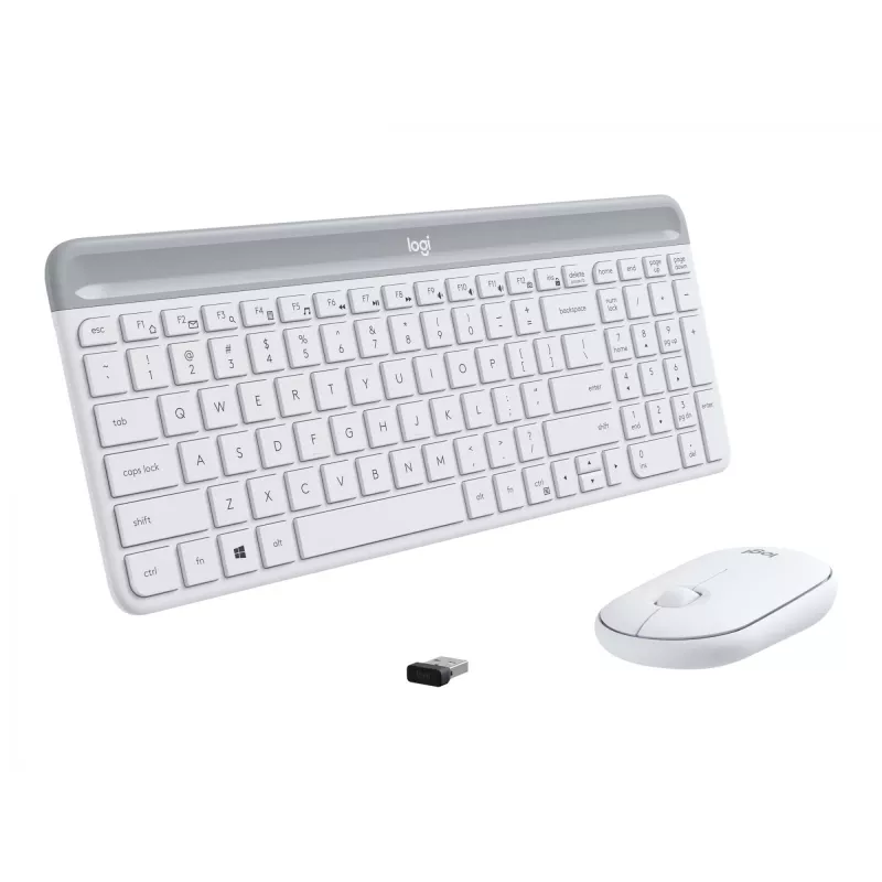 Logitech Slim Wireless Combo MK470 - sada klávesnica-myš - bezdrôtová - 2,4 GHz - španielska - Off-White (920-009199)