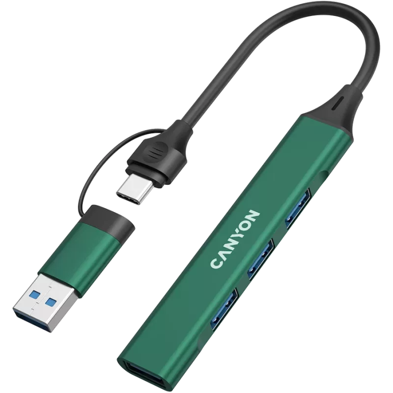 CANYON hub DS-02 4in1 USB-A/C zelený