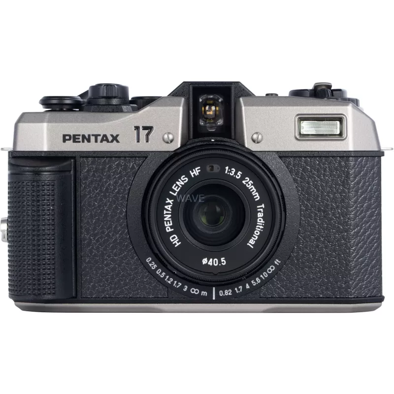 Pentax 17 fotoaparát na film, čierno-strieborný