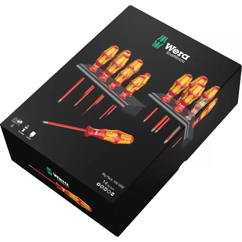 Wera Kraftform Big Pack 100 VDE - sada skrutkovačov - 14 kusov - izolovaná (05105631001)